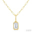 Emerald Shape Bezel Set Paperclip Diamond Fashion Pendant