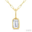 Emerald Shape Bezel Set Paperclip Diamond Fashion Pendant