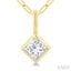 Princess Shape Bezel Set Paperclip Diamond Fashion Pendant