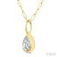 Pear Shape Bezel Set Paperclip Diamond Fashion Pendant