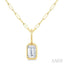 Emerald Shape Bezel Set Paperclip Diamond Fashion Pendant