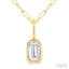 Emerald Shape Bezel Set Paperclip Diamond Fashion Pendant