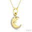 Crescent Moon & Star Charm Diamond Fashion Pendant
