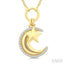 Crescent Moon & Star Charm Diamond Fashion Pendant