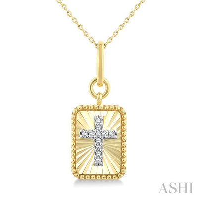 Rectangular Cross Fluted Diamond Fashion Pendant
