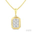 Emerald Shape Bezel Set Lovebright Diamond Fashion Pendant