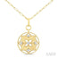 Floral Circle Paperclip Medallion Diamond Fashion Pendant