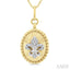 Oval Fleur De Lis Fluted Diamond Fashion Pendant