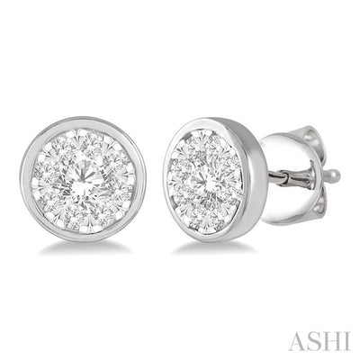 Round Shape Bezel Set Lovebright Essential Diamond Stud Earrings