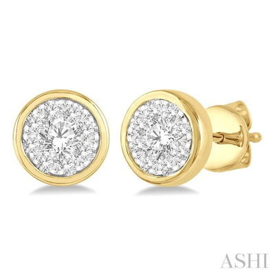 Round Shape Bezel Set Lovebright Essential Diamond Stud Earrings