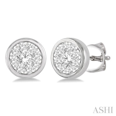 Round Shape Bezel Set Lovebright Essential Diamond Stud Earrings