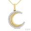 Fluted Crescent Moon Diamond Fashion Pendant