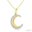 Fluted Crescent Moon Diamond Fashion Pendant
