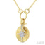 Crescent Moon & Star Charm Fluted Diamond Fashion Pendant