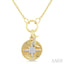 Crescent Moon & Star Charm Fluted Diamond Fashion Pendant