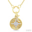 Crescent Moon & Star Charm Fluted Diamond Fashion Pendant