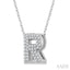 Bubble 'R' Initial Diamond Pendant