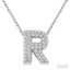 Bubble 'R' Initial Diamond Pendant