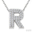 Bubble 'R' Initial Diamond Pendant
