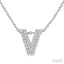Bubble 'V' Initial Diamond Pendant