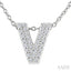 Bubble 'V' Initial Diamond Pendant
