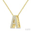 Bubble 'A' Initial Diamond Pendant