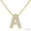 Bubble 'A' Initial Diamond Pendant