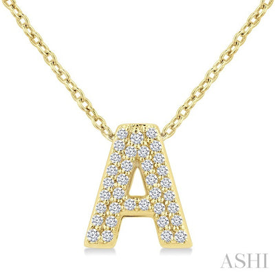 Bubble 'A' Initial Diamond Pendant