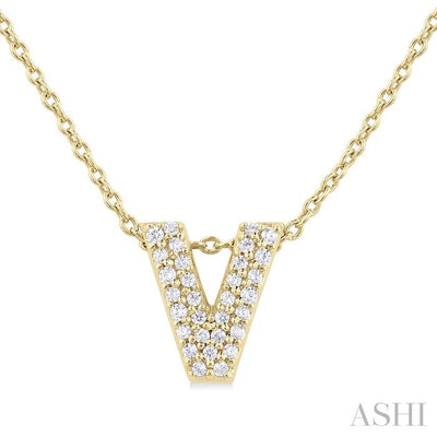 Bubble 'V' Initial Diamond Pendant
