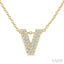Bubble 'V' Initial Diamond Pendant
