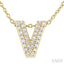 Bubble 'V' Initial Diamond Pendant