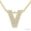 Bubble 'V' Initial Diamond Pendant