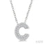 Bubble 'C' Initial Diamond Pendant
