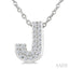 Bubble 'J' Initial Diamond Pendant