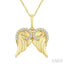 Angel Wings Fluted Diamond Fashion Pendant