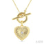 Heart Toggle Fluted Diamond Fashion Necklace