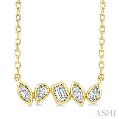 Mixed Shape Diamond Fashion Bar Necklace