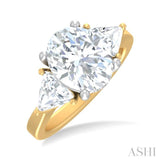 1 1/10 Ctw Oval Shape Trillion Cut & Round Cut Diamond Semi Mount Engagement Ring in 14K Yellow and White Gold