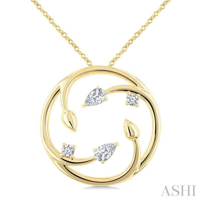 Circle Diamond Leaf Pendant