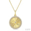Circle Fluted Medallion Diamond Pendant