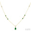 Pear Shape Gemstone & Diamond Drop Necklace