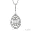 Pear Shape Halo Fusion Diamond Pendant