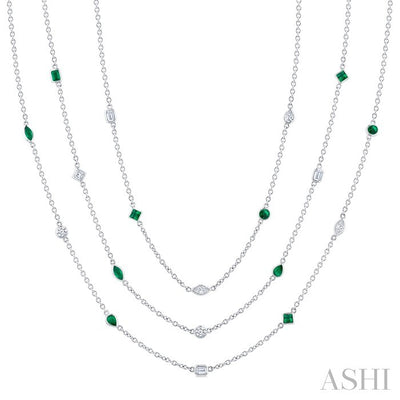 Mixed Shape Gemstone & Diamond Station Necklace
