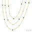 Round Shape Gemstone & Diamond Station Necklace