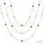 Round Shape Gemstone & Diamond Station Necklace
