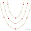 Round Shape Gemstone & Diamond Station Necklace
