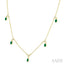 Emerald Shape Gemstone & Diamond Dangle Station Necklace