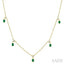 Emerald Shape Gemstone & Diamond Dangle Station Necklace