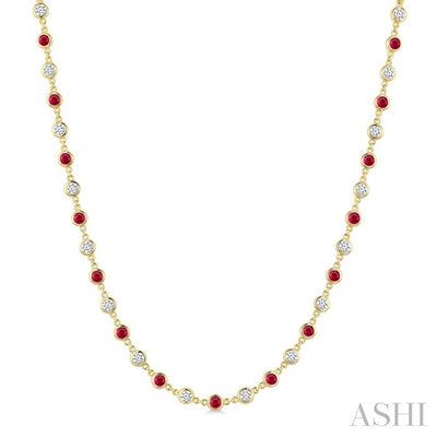 Bezel Alternate Gemstone & Diamond Necklace
