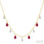 Pear Shape Gemstone & Diamond Station Necklace
